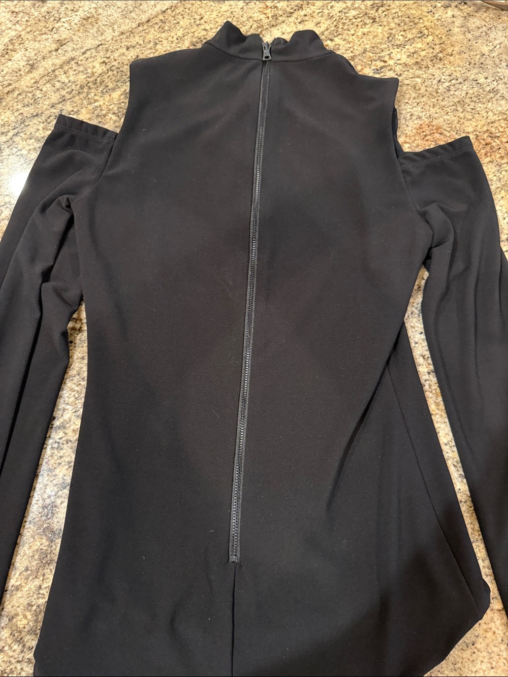 Alice + Olivia Black Long Sleeve Bodysuit with Back Zip